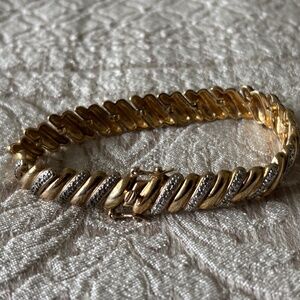 7.5" diamond chip gold over Sterling 925 Silver